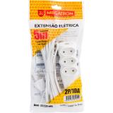 EXTENSAO ELETRICA 5M BIPOLAR 3 TOMADAS 10A  BRANCA