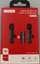 MICROFONE DE LAPELA DUPLO LIGHTNING/IPHONE SEM FIO WIRELESS TOMATE MT-2218