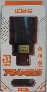 CARREGADOR CELULAR V8 5.1A LELONG 2 USB