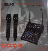 MESA SOM 4 CANAIS COM INTERFACE  LELONG 4 CANAIS COM UM PAR DE  MICROFONE SEM FIO UHF   LE-713