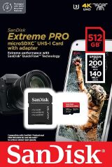 CARTÃO DE MEMORIA  MICRO SD  512GB SANDISK EXTREME PRO  200MBPS