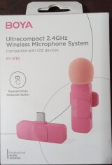 MICROFONE DE LAPELA BOYA BY-V10 TIPO C ROSA