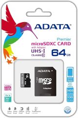 CARTAO DE MEMÓRIA MICRO SD 64GB ADATA CLASSE 10