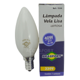 LÂMPADA VELA LISA LEITOSA BRASFORT  BOCAL E14 40W