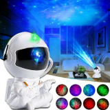 LUMINARIA PROJETOR ASTRONAUTA BRANCO LED LASER ESPAÇO GALAXIA