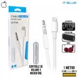 CABO AUXILIAR P2 PARA IPHONE C/ MICROFONE 1M IT-BLUE LE - 0160