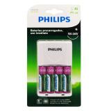 CARREGADOR COM PILHAS PHILIPS COM 4 AA 2450MAH SCB2445NB/97