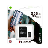 CARTAO DE MEMORIA  MICRO SD 256GB KINGSTON CLASSE 10 100MB/S CANVAS SELECT PLUS
