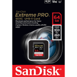 CARTAO DE MEMORIA SD 64GB SANDISK CLASSE 10 EXTREME PRO 300MB/S 8k V90 U3