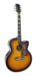 VIOLAO ELETROACUSTICO ACO CAPTAÇÃO FISHMAN MARQUES VA209 JUMBO SUNBURST