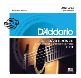 JOGO DE CORDAS PARA VIOLÃO AÇO  012 DADDARIO BRONZE 80/20 EJ11