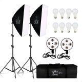 KIT 2 SOFTBOX 50X70 COM 4 SOQUETES E-27 CADA E 8 LAMPADAS 18W T-PHOTO COM TRIPE 2M