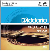 JOGO DE CORDAS PARA VIOLAO AÇO 85/15 BRONZE DADDARIO EZ910-B 011-052