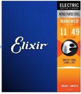 JOGO DE CORDAS P/ GUITARRA ELIXIR 011-049 MEDIUM NANOWEB NICKEL PLATED STEEL