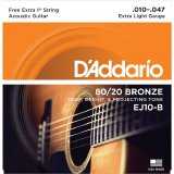 JOGO DE CORDAS PARA VIOLAO AÇO 80/20 BRONZE DADDARIO EJ10-B 010-047