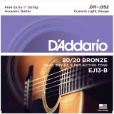 JOGO DE CORDAS PARA VIOLAO AÇO 80/20 BRONZE DADDARIO EJ13-B 011-052