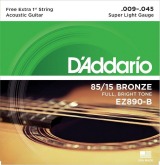 JOGO DE CORDAS PARA VIOLAO AÇO 85/15 BRONZE DADDARIO EZ890- B 009-045