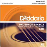 JOGO DE CORDAS PARA VIOLAO AÇO PHOSPHOR BRONZE DADDARIO EJ15 010-047