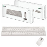 KIT TECLADO E MOUSE SEM FIO BRANCO C/ PELICULA DE SILICONE 2.4 GHZ VERDE JP-01