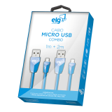 CABO USB V8 KIT COM UM CABO DE  1M E OUTRO DE  2M AZUL ELG - CMB512BE