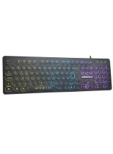 TECLADO GAMER KMEX STEAMPUNK LED  RGB TECLAS REDONDAS KM76 PRETO