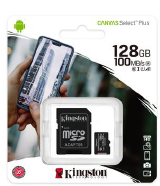 CARTAO DE MEMORIA MICRO SD 128GB KINGSTON CLASSE 10 100MB/S CANVAS SELECT PLUS