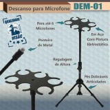 SUPORTE PEDESTAL DESCANSO PARA 6 MICROFONES BASE INJETADA VDEM-02BK