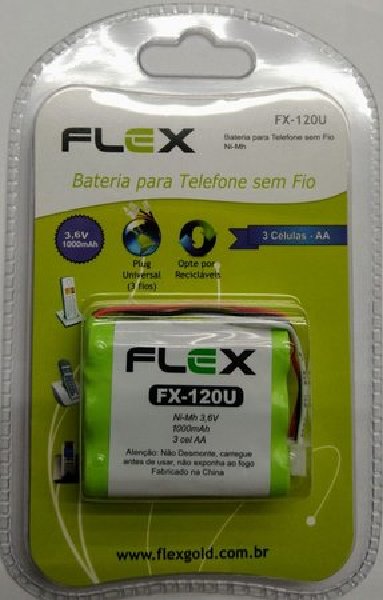 BATERIA P/ TELEFONE SEM FIO FLEX 3.6V 1000MAH FX-120U